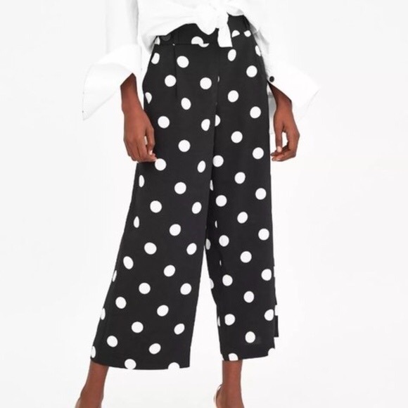 Zara Pants - ZARA Wide Leg Polka Dot Pants